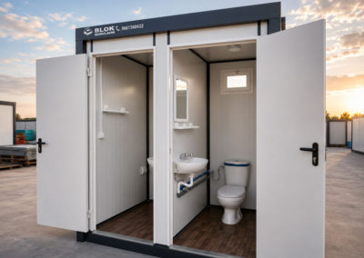 Sanitaire mobile douche et WC pour chantier de construction au Maroc